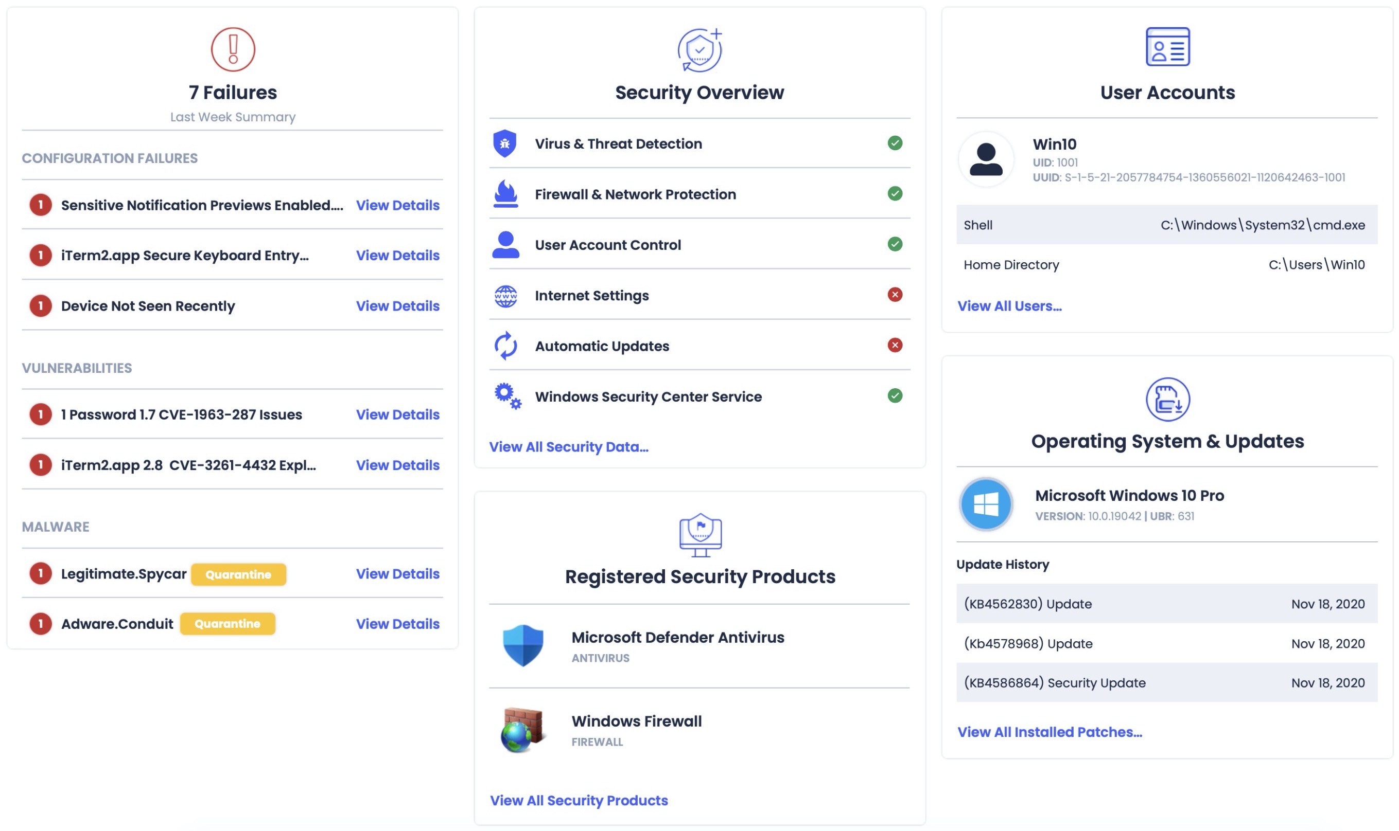 Devices Overview, Risk and Security Alerts